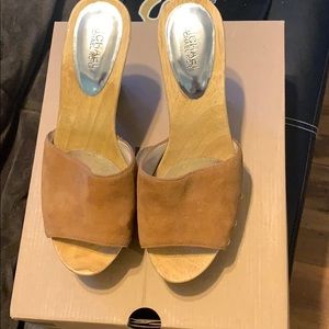 Michael Kors Suede wood wedges Sz 10